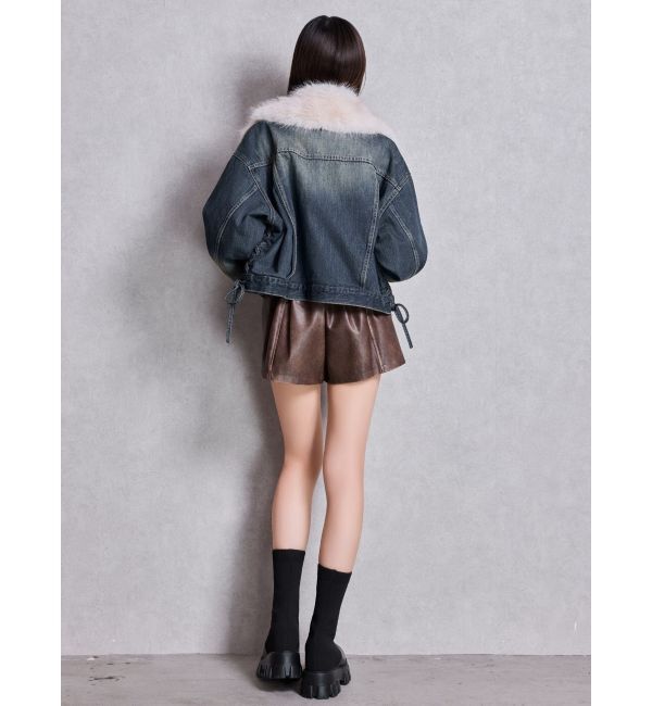 GYDA「フェイクレザーレイヤーショートパンツ」|その他|