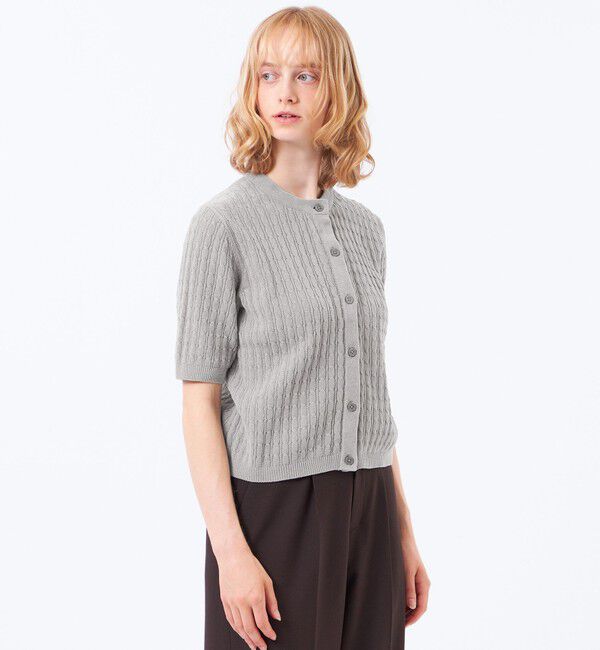 MACKINTOSH PHILOSOPHY「【予約販売】モールケーブル半袖カーディガン」|ニット・セーター|グレー