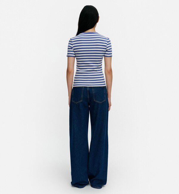 Marimekko「Kukkea Tasaraita Unikko Tシャツ」|シャツ・ブラウス|