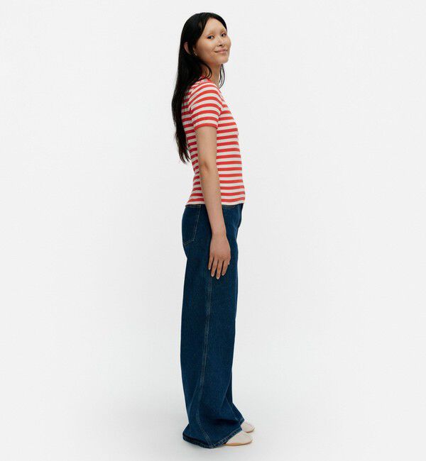 Marimekko「Kukkea Tasaraita Unikko Tシャツ」|シャツ・ブラウス|