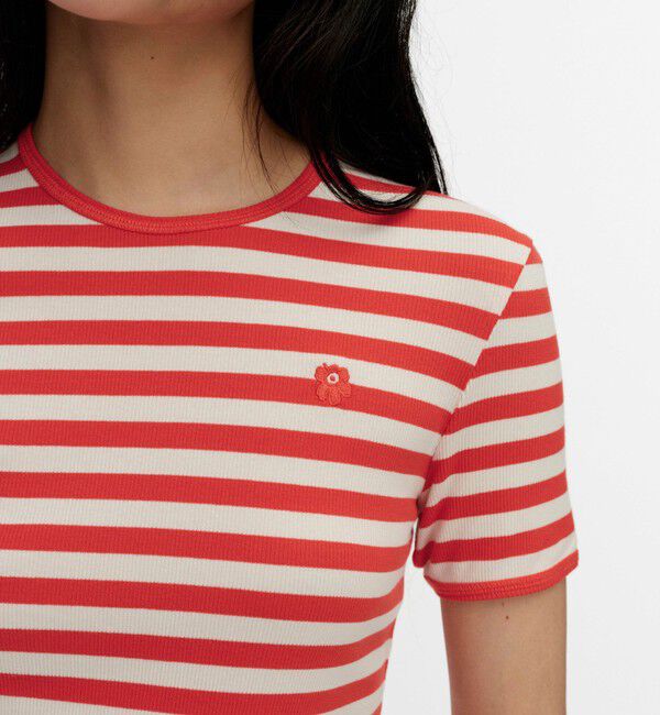 Marimekko「Kukkea Tasaraita Unikko Tシャツ」|シャツ・ブラウス|