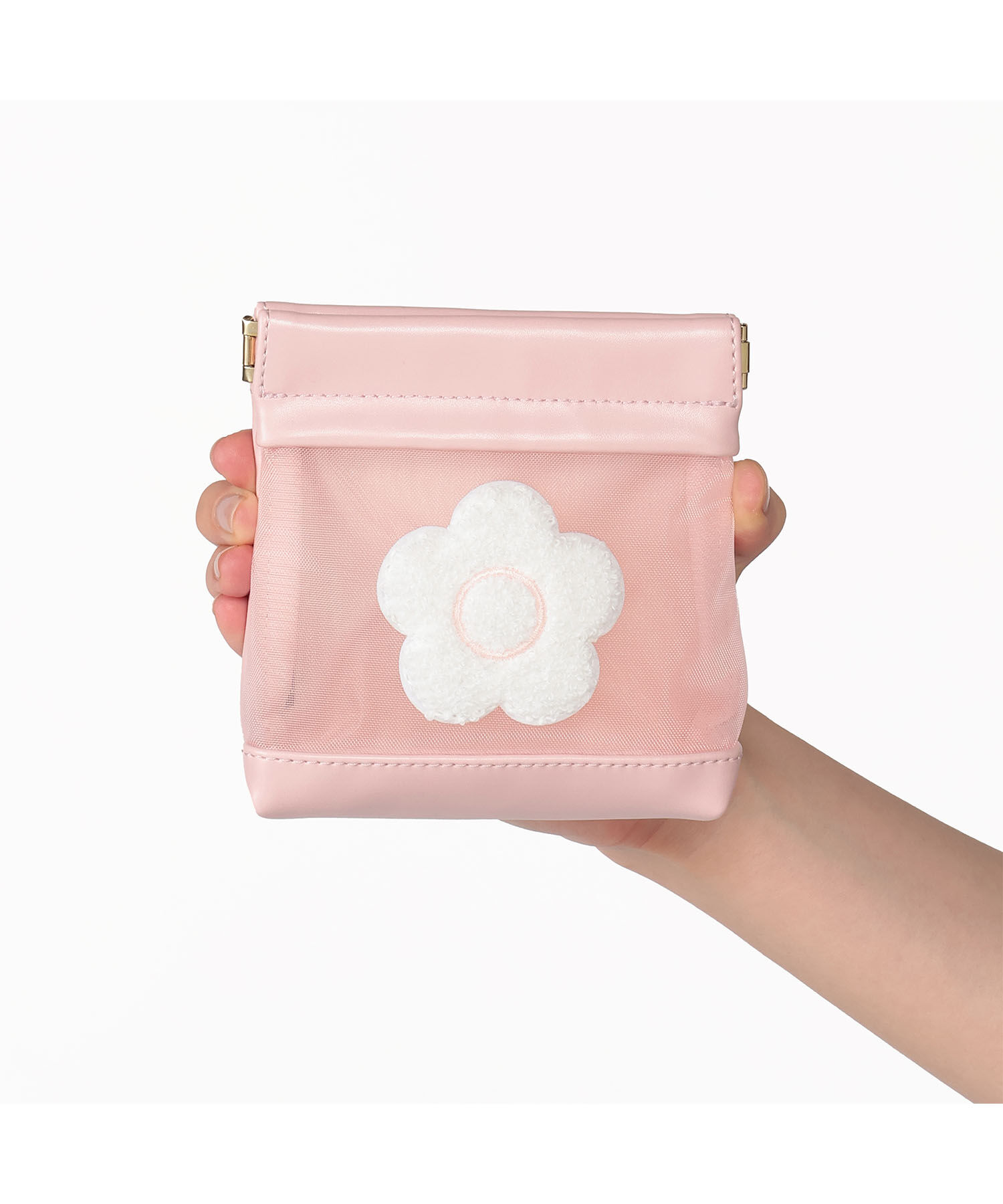 MARY QUANT「メッシュサガラ バネクチポーチ」|ポーチ|ピンク