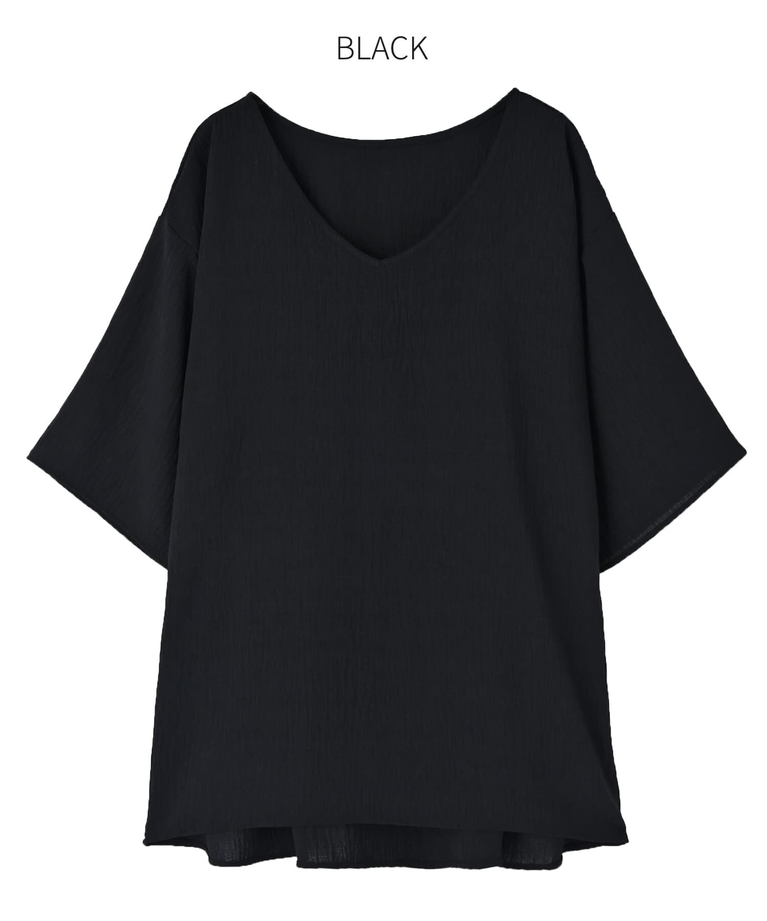 STYLE DELI「微シアー楊柳VネックTシャツ型ブラウス」|シャツ・ブラウス|