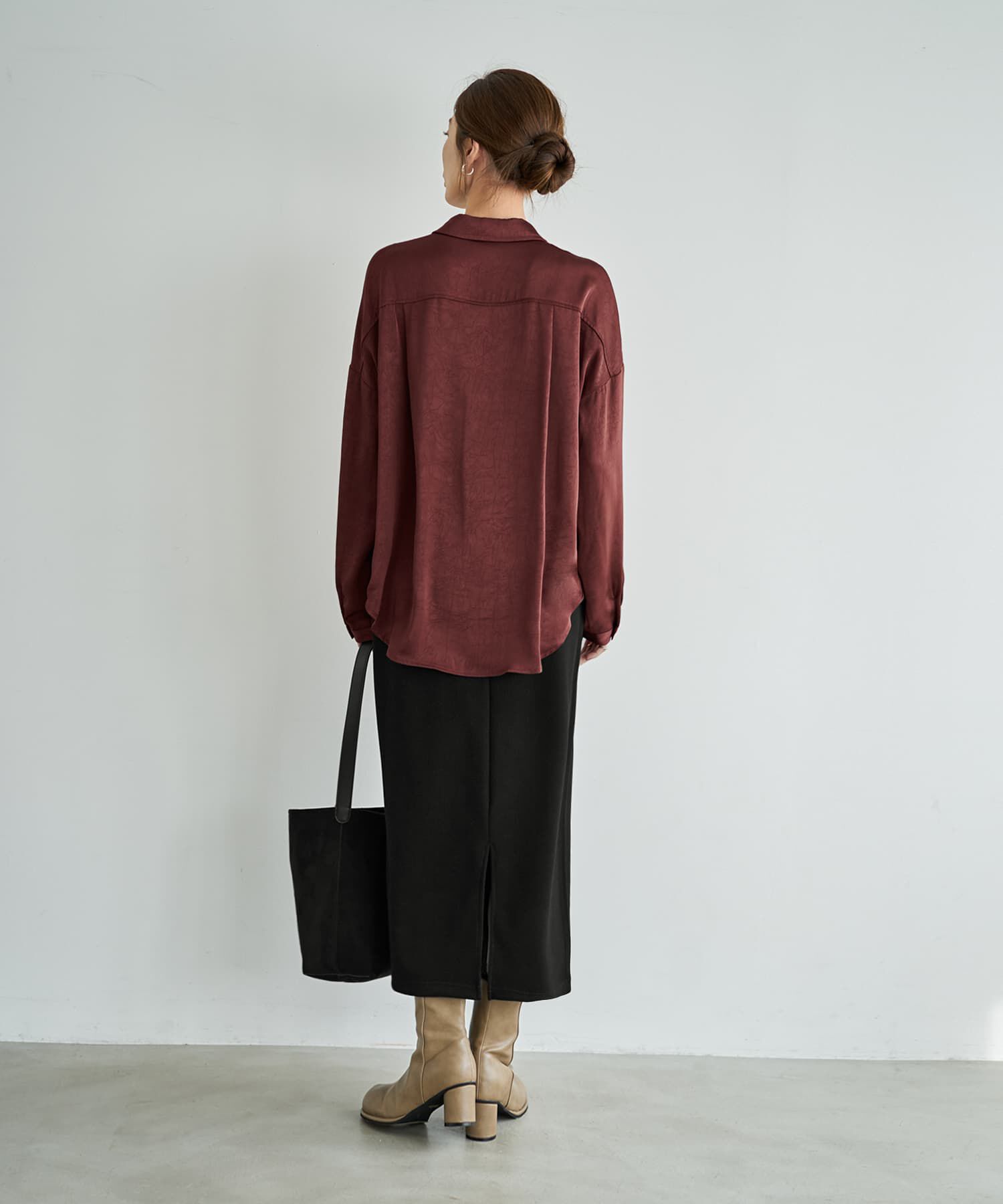 STYLE DELI「【LUXE】シボ入りとろみサテンシャツB」|シャツ・ブラウス|