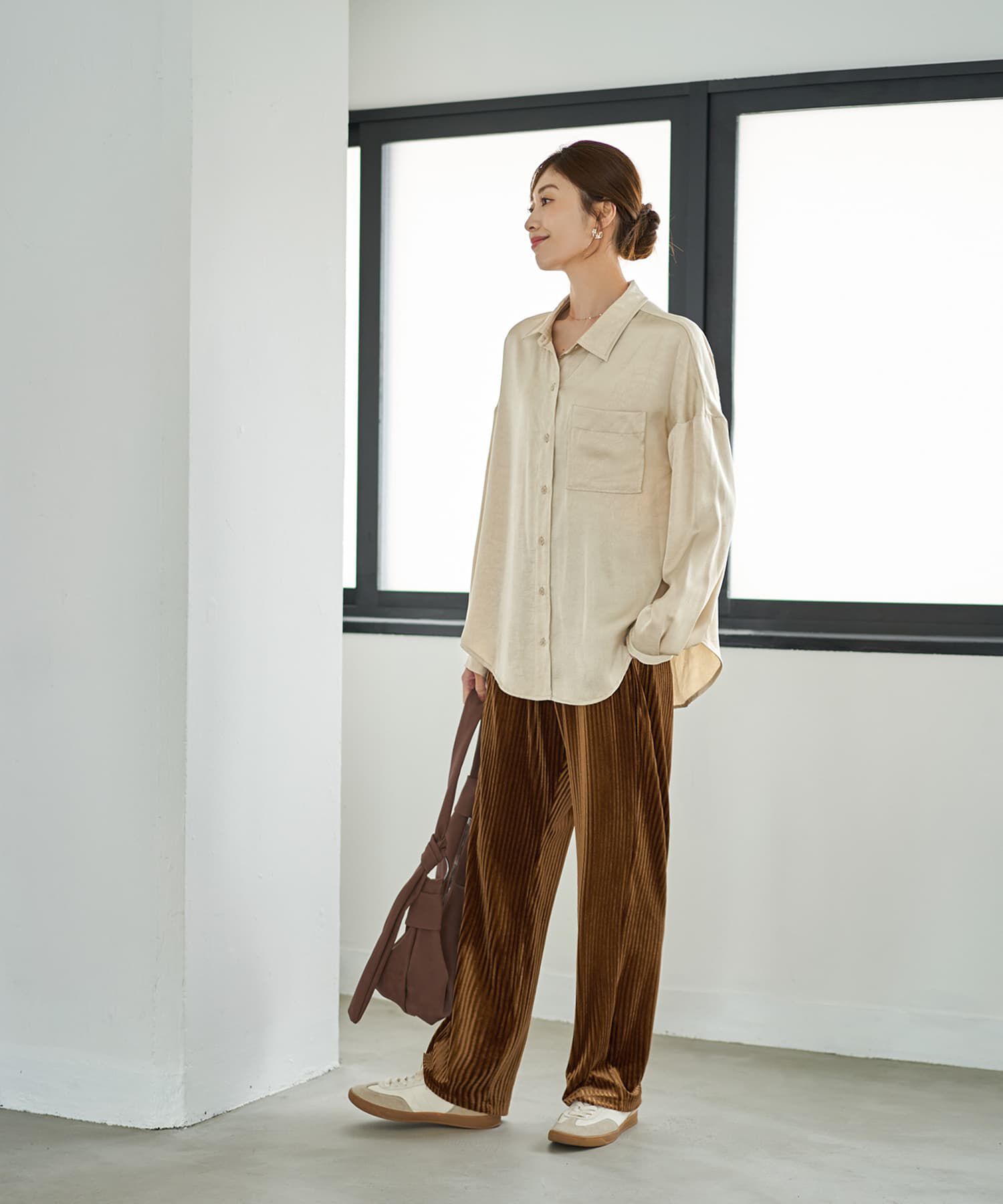 STYLE DELI「【LUXE】シボ入りとろみサテンシャツB」|シャツ・ブラウス|