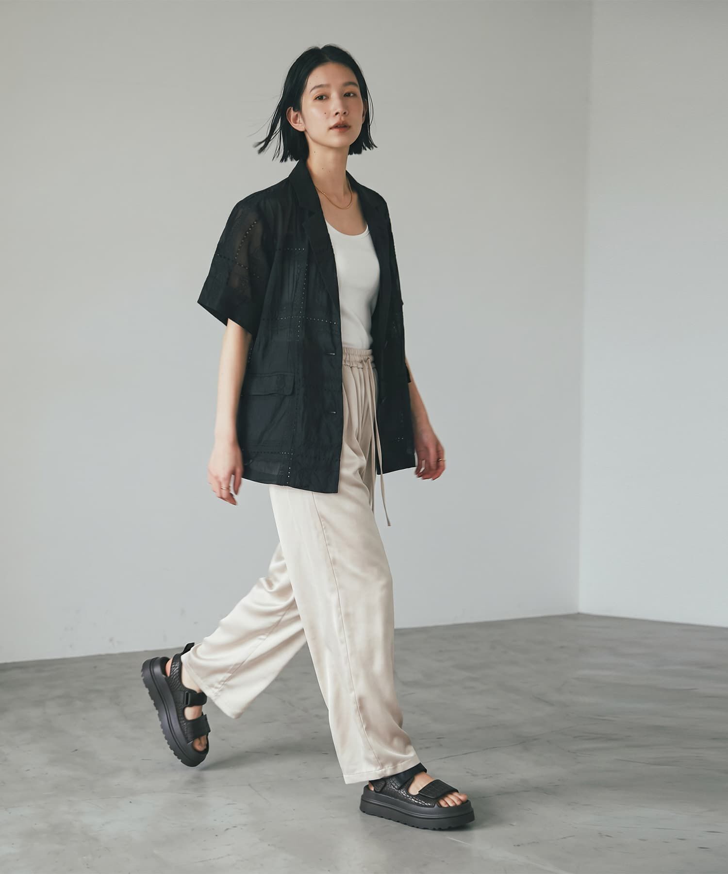 STYLE DELI「【BLK001】パッチワークシアーレーステーラードジャケット」|テーラードジャケット|
