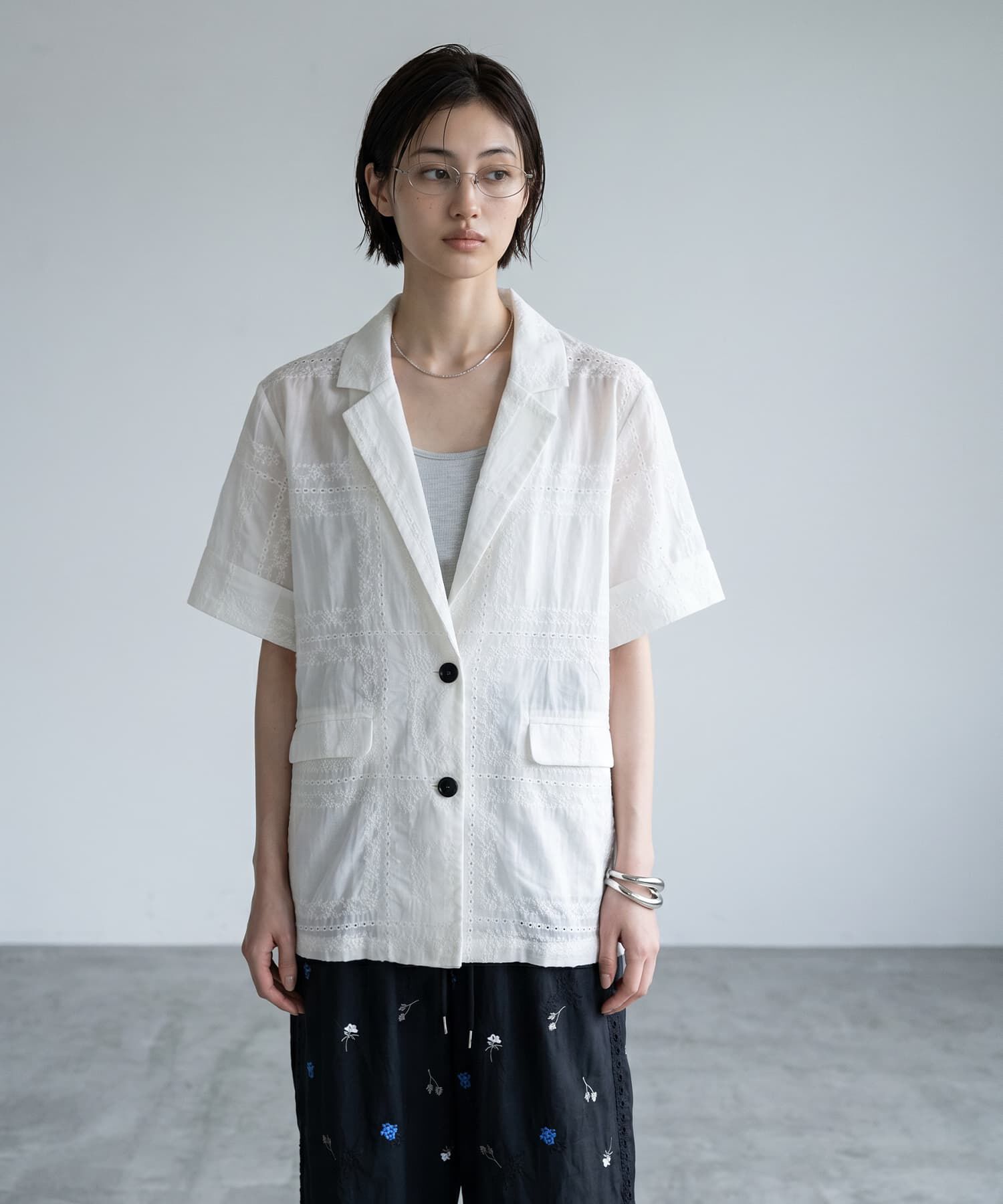 STYLE DELI「【BLK001】パッチワークシアーレーステーラードジャケット」|テーラードジャケット|
