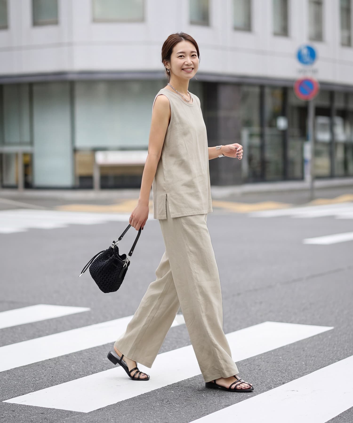 STYLE DELI「裾カットできる【セットアップ対応】綿100イージーパンツ」|スラックス|