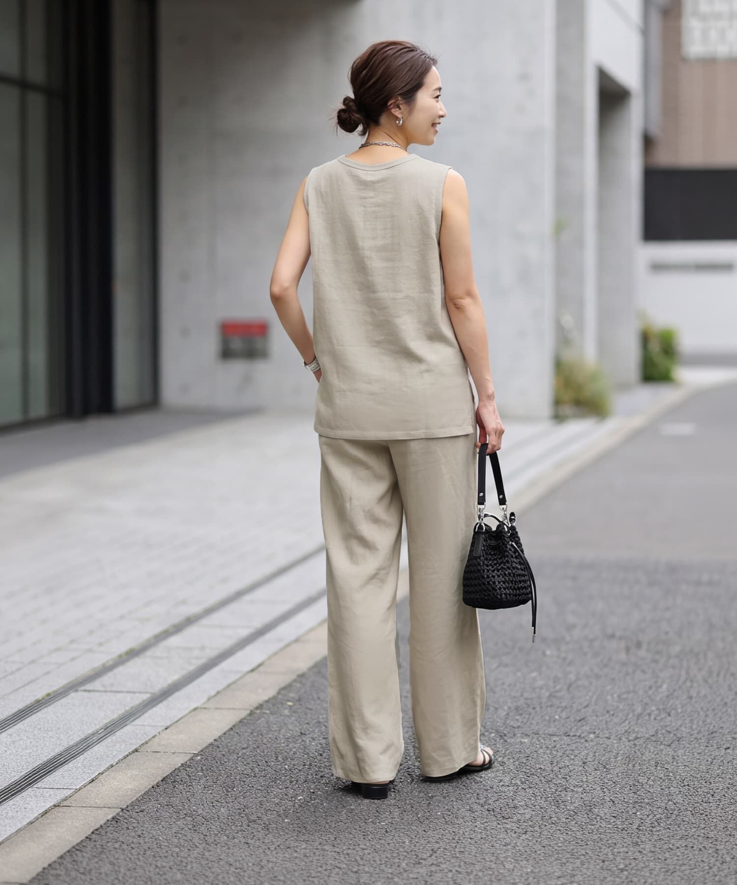 STYLE DELI「裾カットできる【セットアップ対応】綿100イージーパンツ」|スラックス|