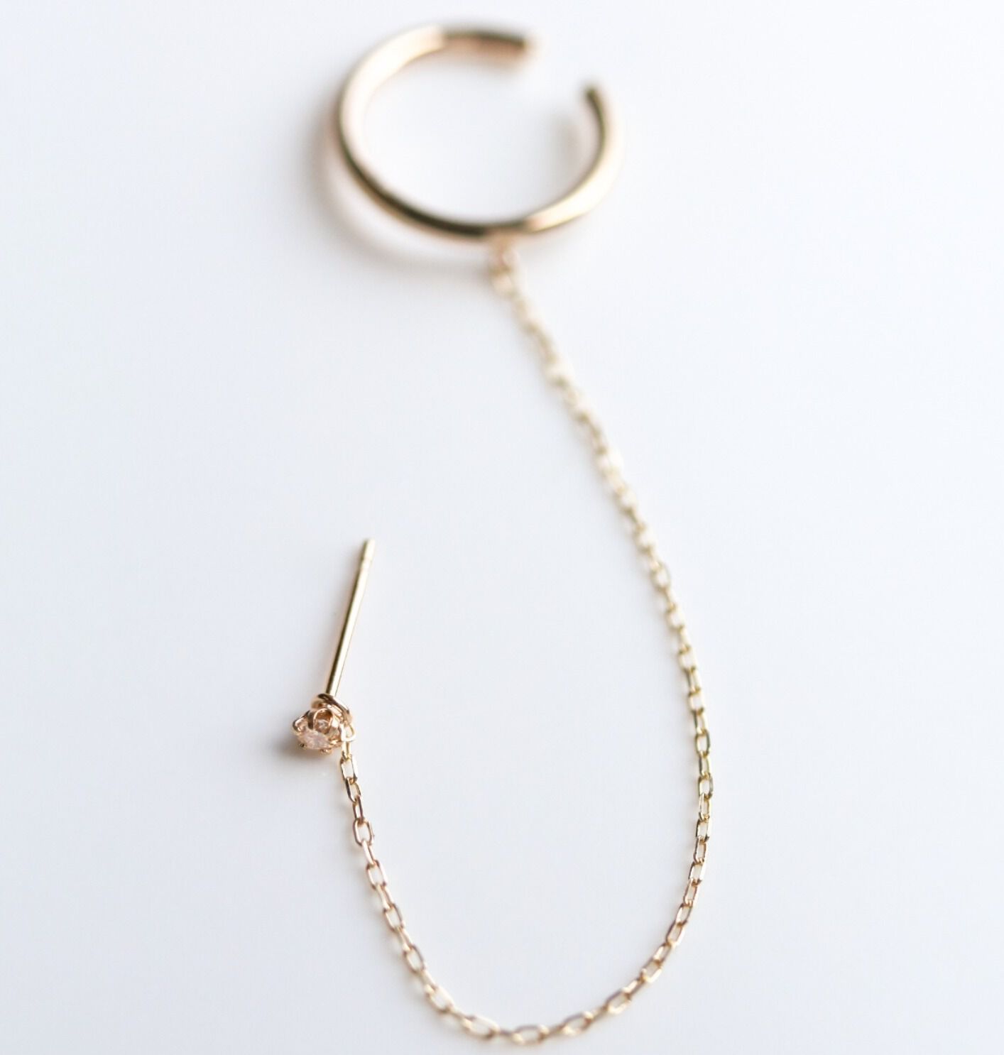  「ダイヤモンド 0.03ct イヤーカフ ピアス | K10YG 【片耳用】」|イヤーカフ|