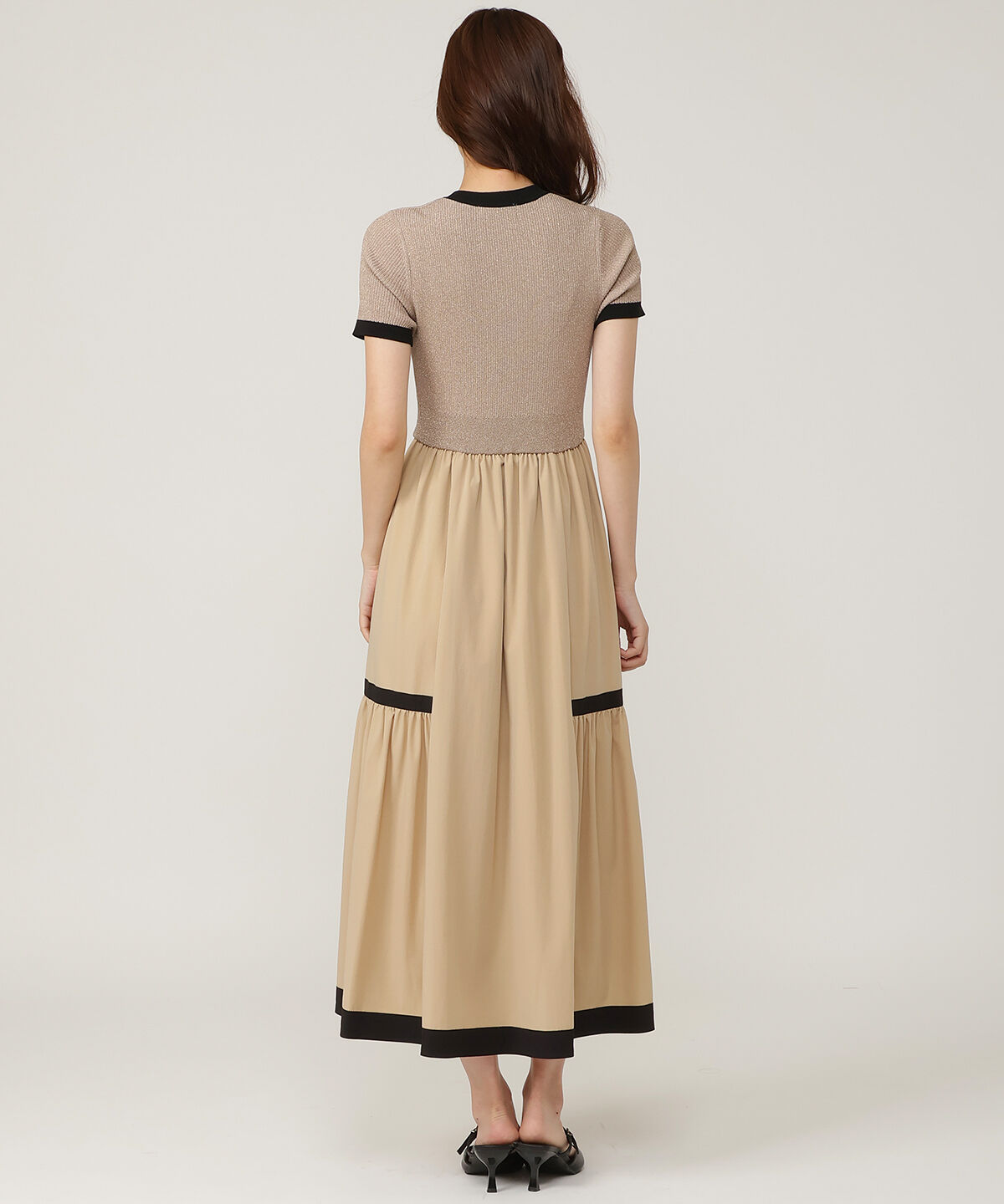 アンドクチュール「ラメ入り配色ドッキングワンピース」|ワンピース|