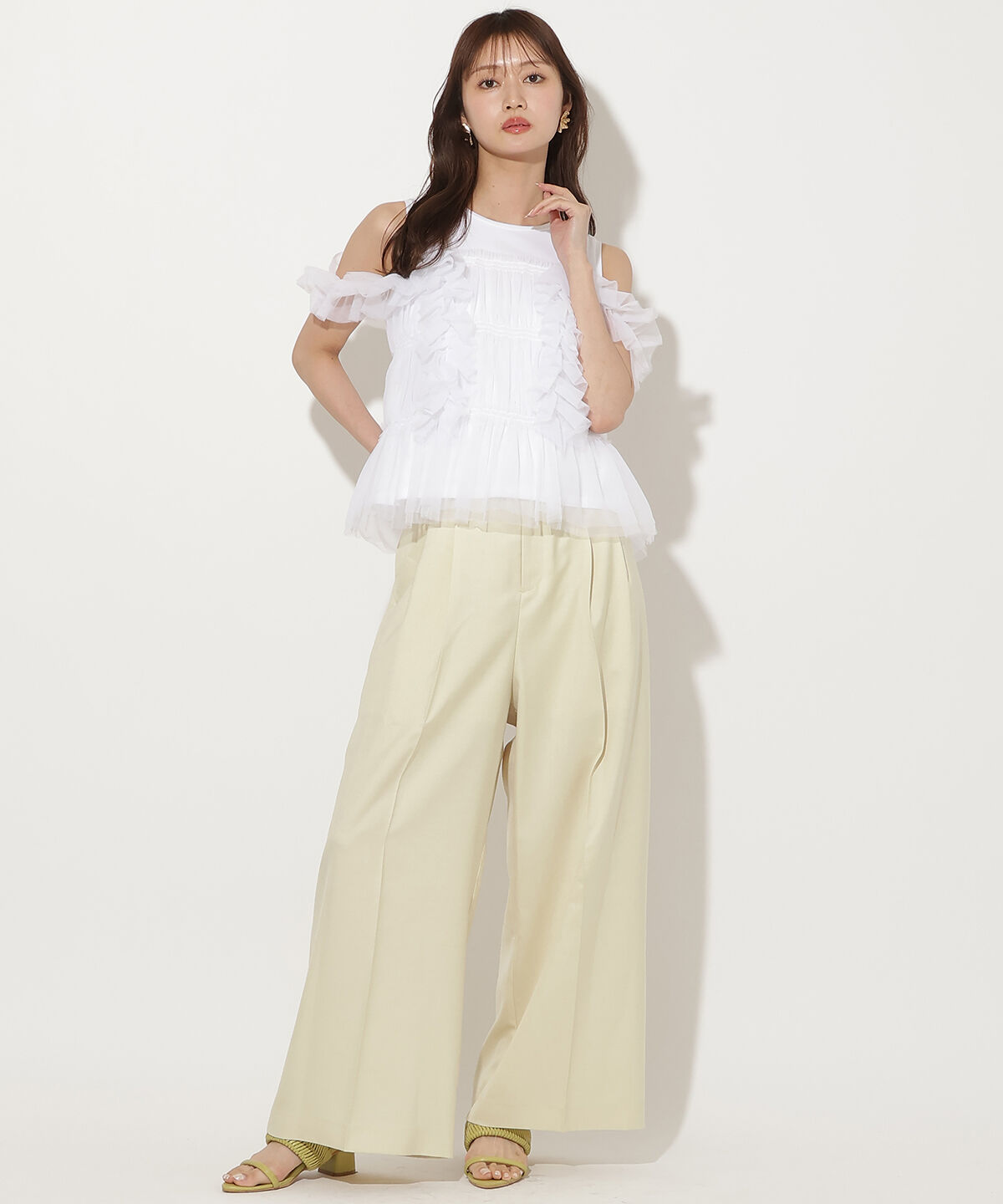 アンドクチュール「チュールレイヤードノースリーブＴシャツ」|Tシャツ・カットソー|