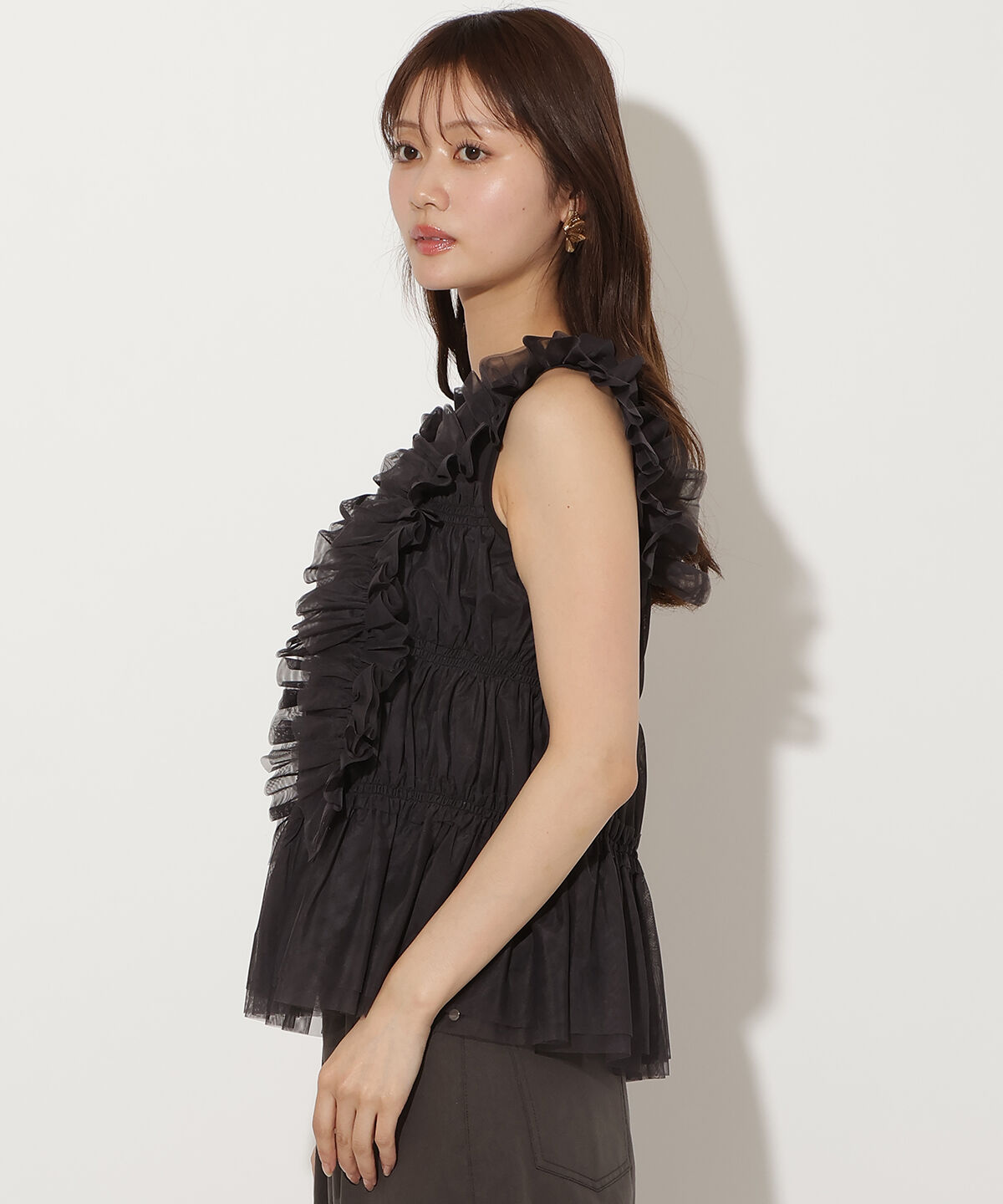 アンドクチュール「チュールレイヤードノースリーブＴシャツ」|Tシャツ・カットソー|