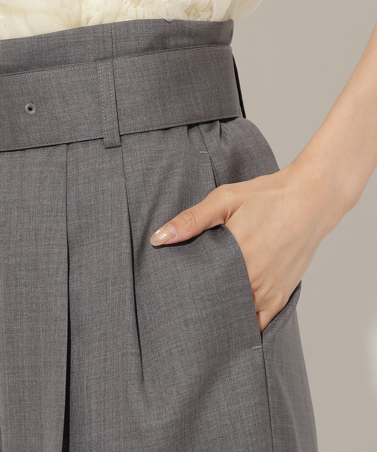 アンドクチュール「ベルト付きハイウエストワイドパンツ」|その他|