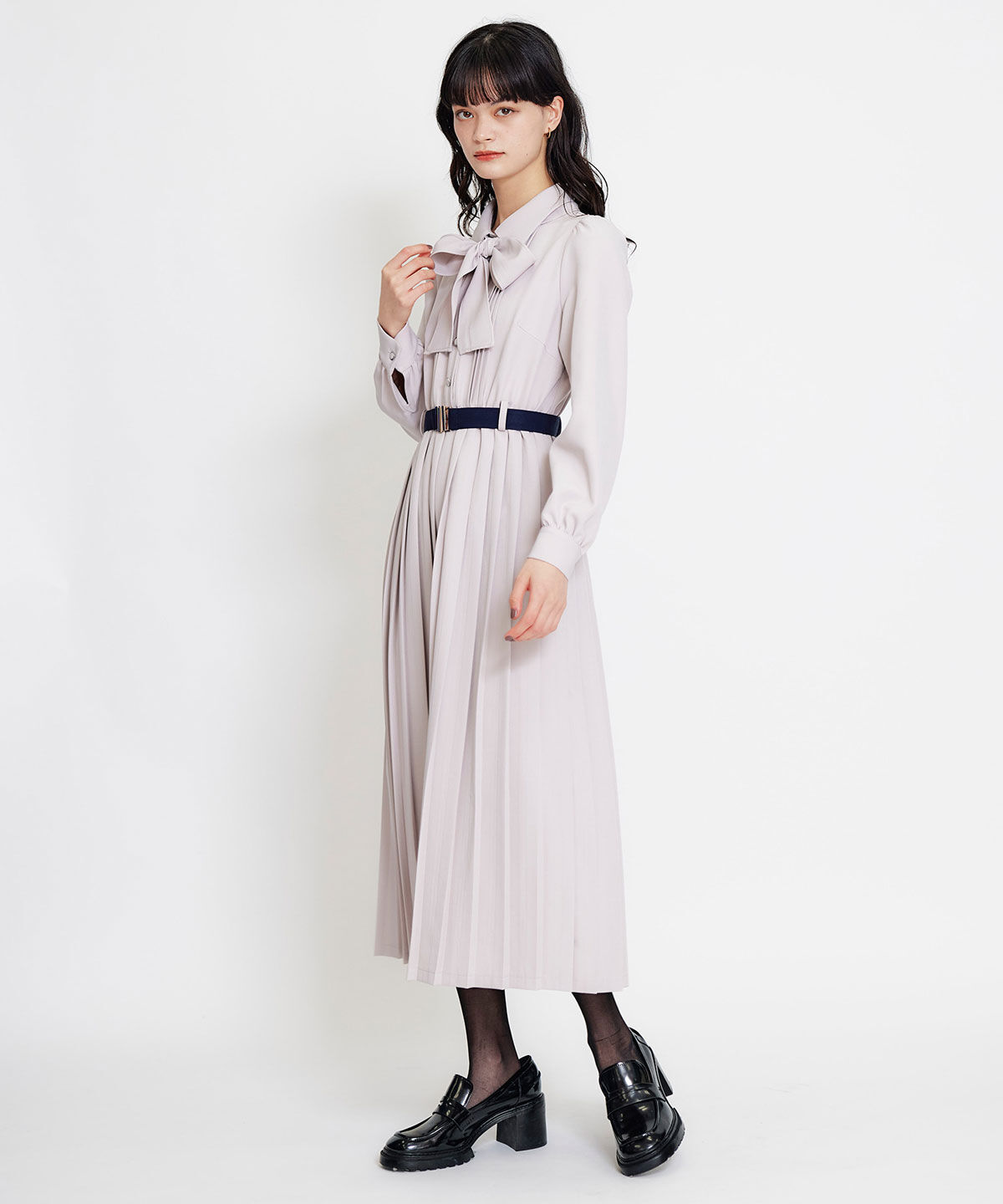 REDYAZEL「リボンタイプリーツロングシャツワンピース」|ワンピース|
