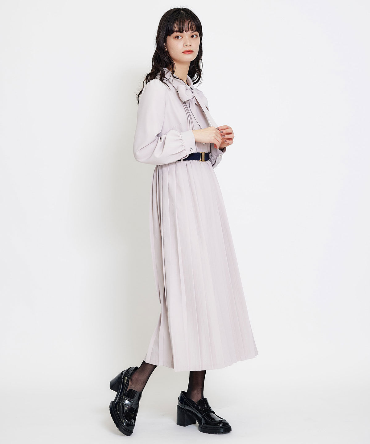 REDYAZEL「リボンタイプリーツロングシャツワンピース」|ワンピース|
