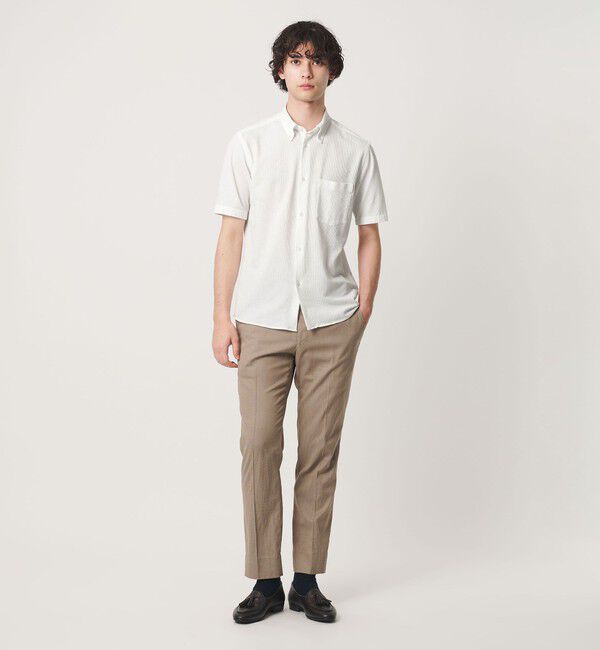 UNITED ARROWS「シアサッカー ショートスリーブ ボタンダウン シャツ COMFORT EASY―MODEL 抗菌防臭」|シャツ・ブラウス|