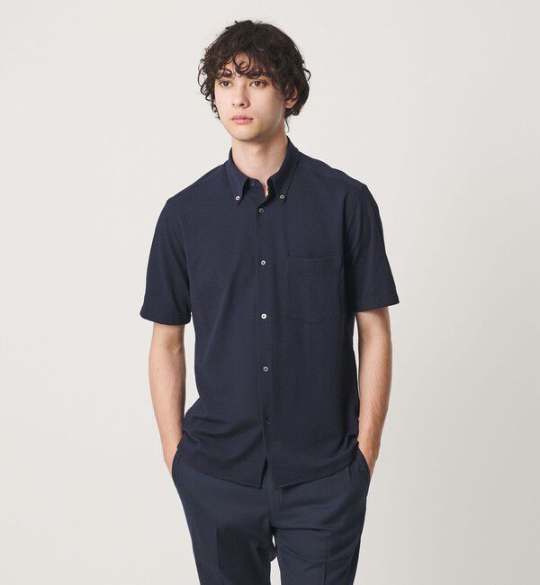 UNITED ARROWS「シアサッカー ショートスリーブ ボタンダウン シャツ COMFORT EASY―MODEL 抗菌防臭」|シャツ・ブラウス|