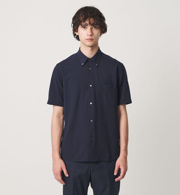 UNITED ARROWS「シアサッカー ショートスリーブ ボタンダウン シャツ COMFORT EASY―MODEL 抗菌防臭」|シャツ・ブラウス|