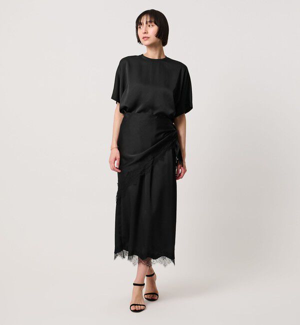 UNITED ARROWS「スカーフ付き サテン レース コンビ スカート」|スカート|