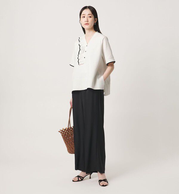 UNITED ARROWS「ミニマル フリル ショートスリーブ ニット」|ニット・セーター|
