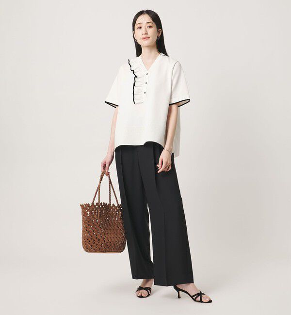 UNITED ARROWS「ミニマル フリル ショートスリーブ ニット」|ニット・セーター|