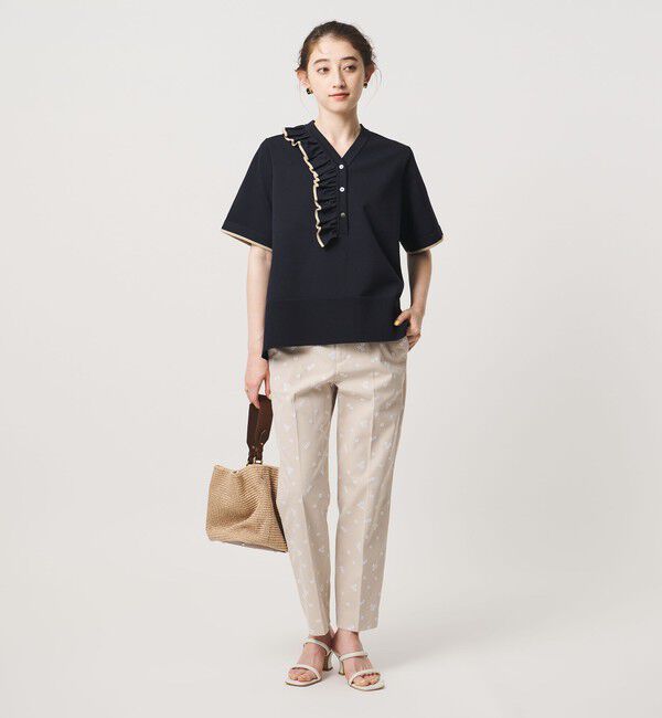 UNITED ARROWS「ミニマル フリル ショートスリーブ ニット」|ニット・セーター|