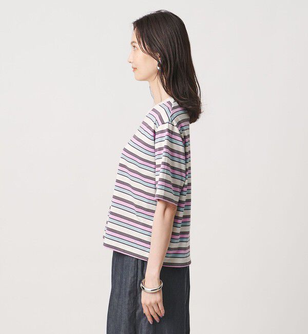 UNITED ARROWS「マルチボーダー ハーフスリーブ Tシャツ」|Tシャツ・カットソー|