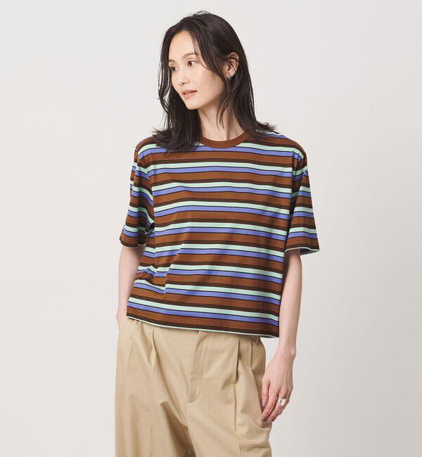 UNITED ARROWS「マルチボーダー ハーフスリーブ Tシャツ」|Tシャツ・カットソー|