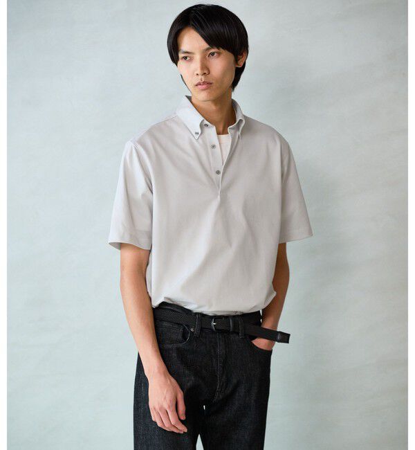 UNITED ARROWS green label relaxing「DUADRY clean バーズアイ ボタンダウン ビズポロ ポロシャツ -吸水速乾・抗菌-」|ポロシャツ|LT.GRAY