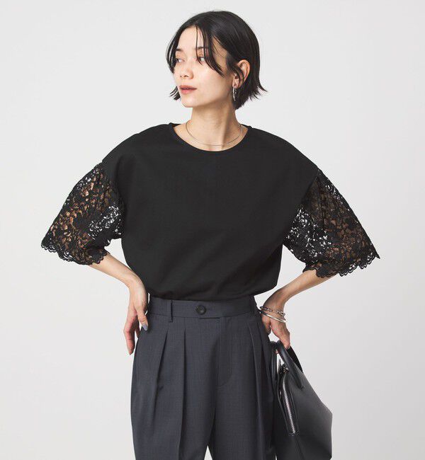 UNITED ARROWS green label relaxing「袖レース ドッキング プルオーバー カットソー」|Tシャツ・カットソー|