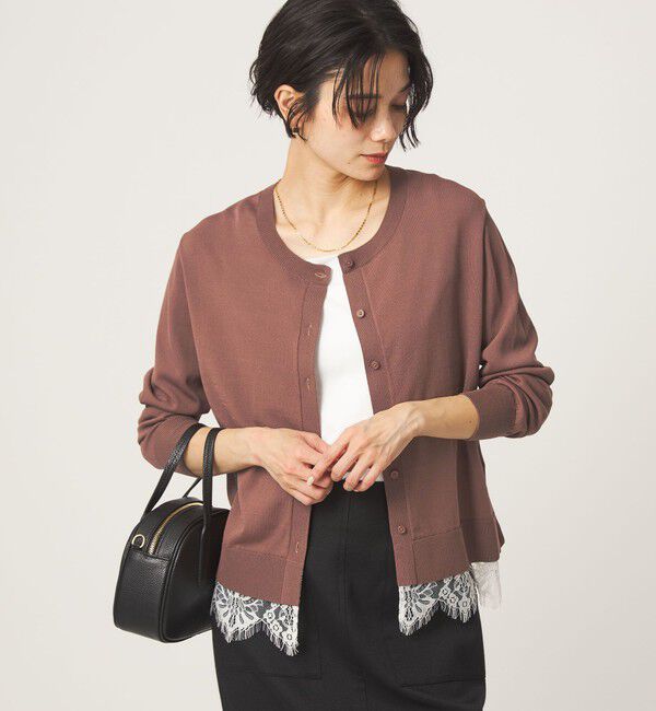 UNITED ARROWS green label relaxing「裾レース ドッキング ニット カーディガン」|カーディガン|MD.BROWN