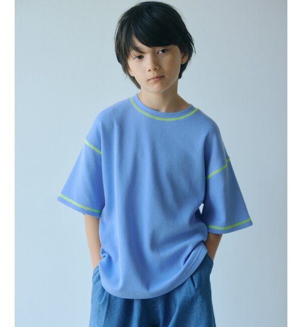 UNITED ARROWS green label relaxing「【スタメンシリーズ】ドライワッフル 配色ステッチ Tシャツ / キッズ  100cm-160cm」|Tシャツ・カットソー|LT.BLUE