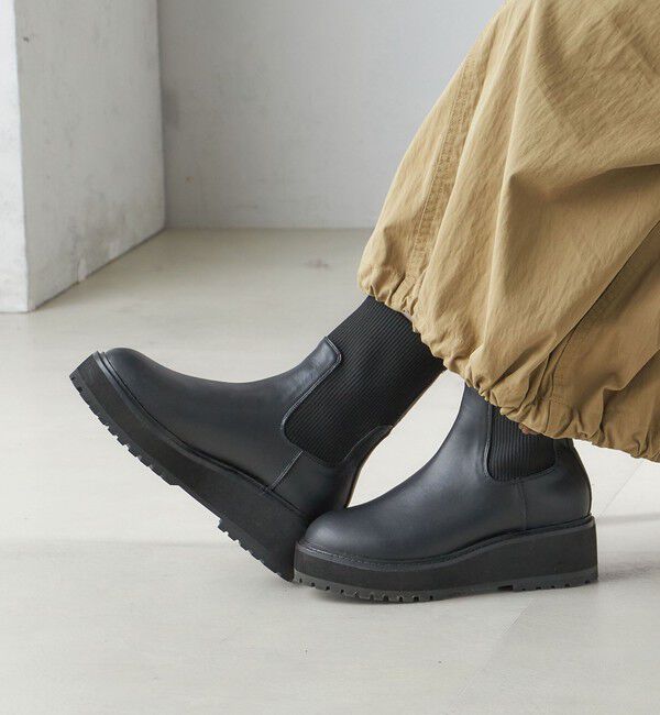 SHIPS for women「【WEB限定】厚底 ニット ブーツ」|ショートブーツ|