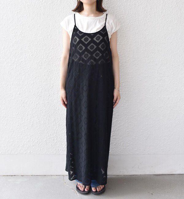 SHIPS Colors 「SHIPS Colors:〈手洗い可能〉レースキャミワンピース &times; ベーシックTEE セット◇」|ワンピース|