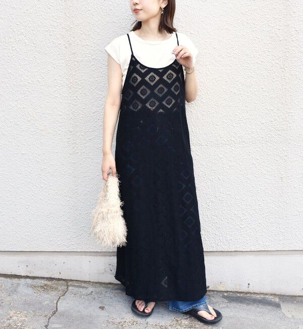 SHIPS Colors 「SHIPS Colors:〈手洗い可能〉レースキャミワンピース &times; ベーシックTEE セット◇」|ワンピース|