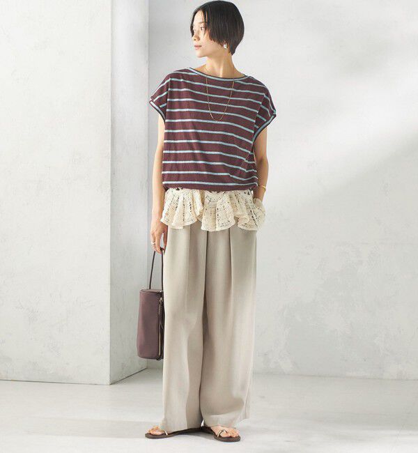 SHIPS for women「〈接触冷感/防シワ/洗濯機可能〉麻調 ウエスト リボン インタック イージー パンツ」|その他|