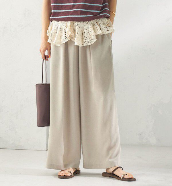 SHIPS for women「〈接触冷感/防シワ/洗濯機可能〉麻調 ウエスト リボン インタック イージー パンツ」|その他|