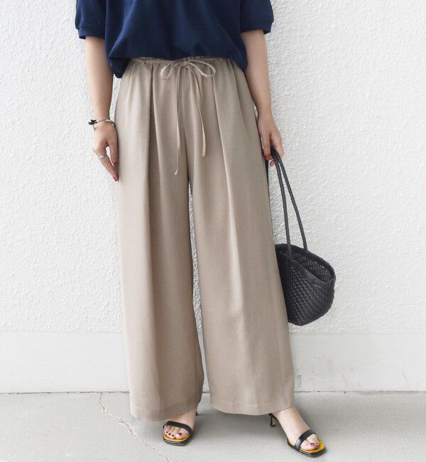 SHIPS for women「〈接触冷感/防シワ/洗濯機可能〉麻調 ウエスト リボン インタック イージー パンツ」|その他|