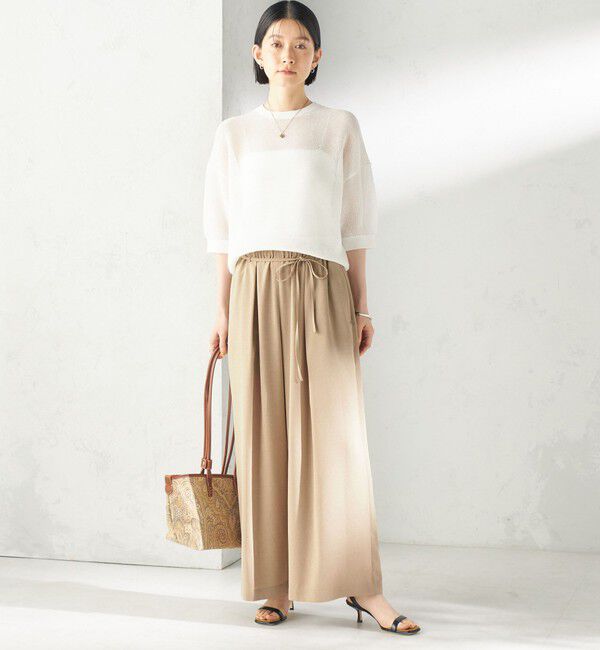 SHIPS for women「〈接触冷感/防シワ/洗濯機可能〉麻調 ウエスト リボン インタック イージー パンツ」|その他|
