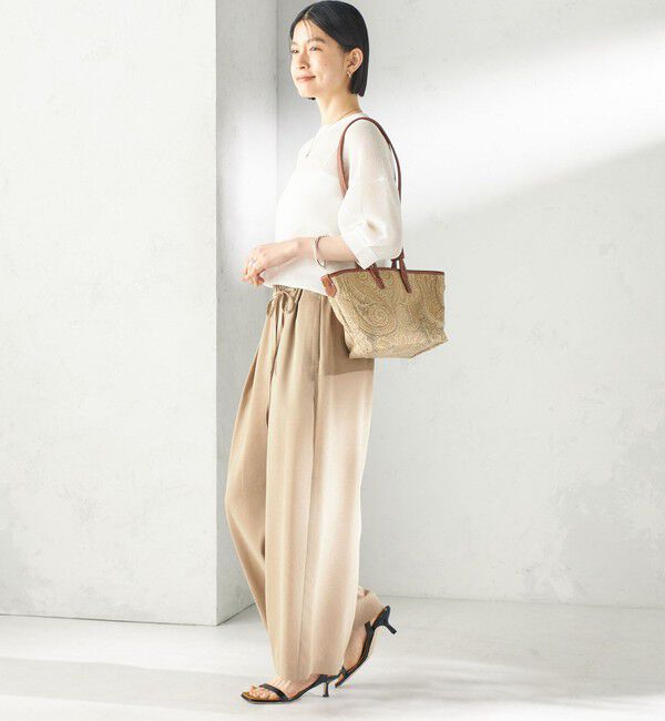 SHIPS for women「〈接触冷感/防シワ/洗濯機可能〉麻調 ウエスト リボン インタック イージー パンツ」|その他|