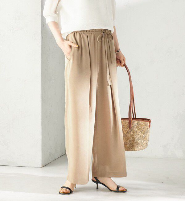 SHIPS for women「〈接触冷感/防シワ/洗濯機可能〉麻調 ウエスト リボン インタック イージー パンツ」|その他|