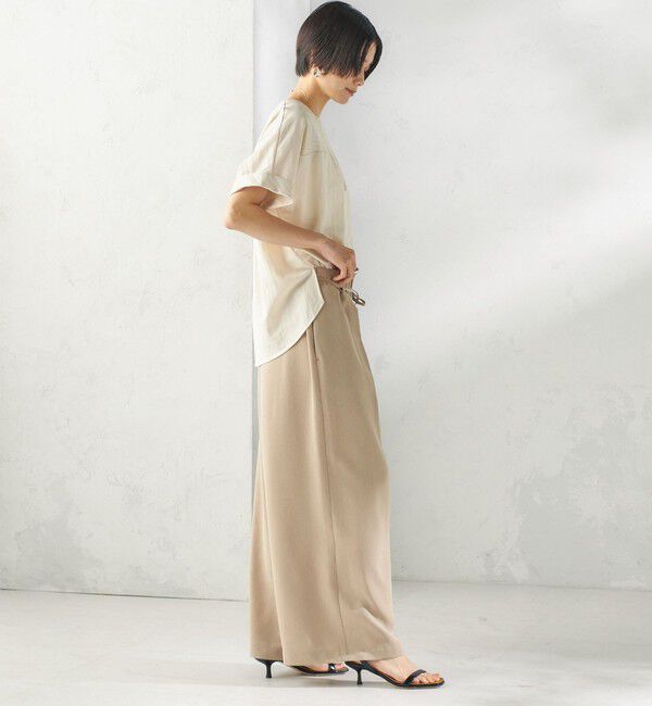 SHIPS for women「〈接触冷感/防シワ/洗濯機可能〉麻調 ウエスト リボン インタック イージー パンツ」|その他|