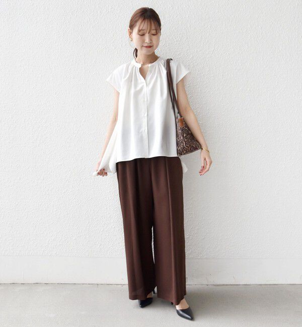 SHIPS for women「〈接触冷感/防シワ/洗濯機可能〉麻調 ウエスト リボン インタック イージー パンツ」|その他|