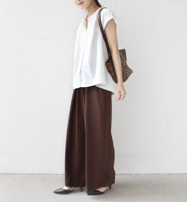 SHIPS for women「〈接触冷感/防シワ/洗濯機可能〉麻調 ウエスト リボン インタック イージー パンツ」|その他|