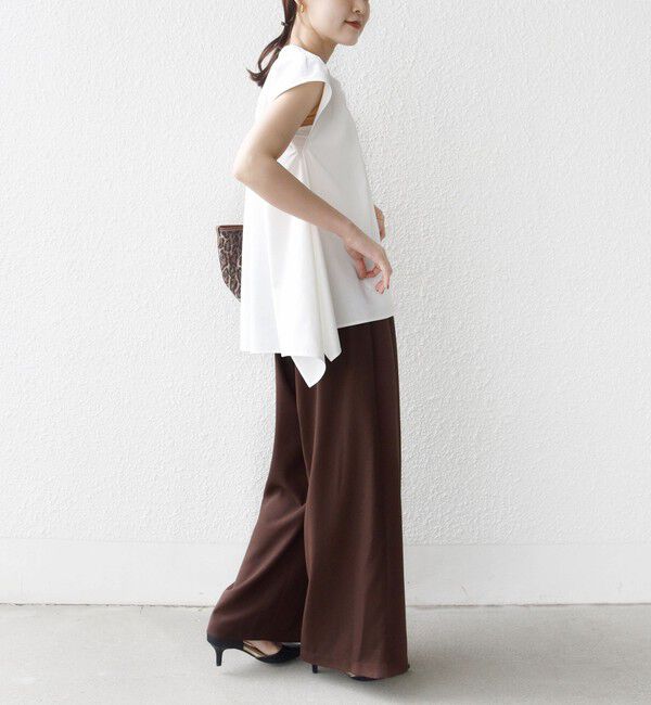 SHIPS for women「〈接触冷感/防シワ/洗濯機可能〉麻調 ウエスト リボン インタック イージー パンツ」|その他|