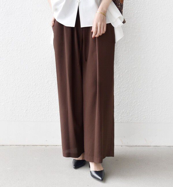SHIPS for women「〈接触冷感/防シワ/洗濯機可能〉麻調 ウエスト リボン インタック イージー パンツ」|その他|