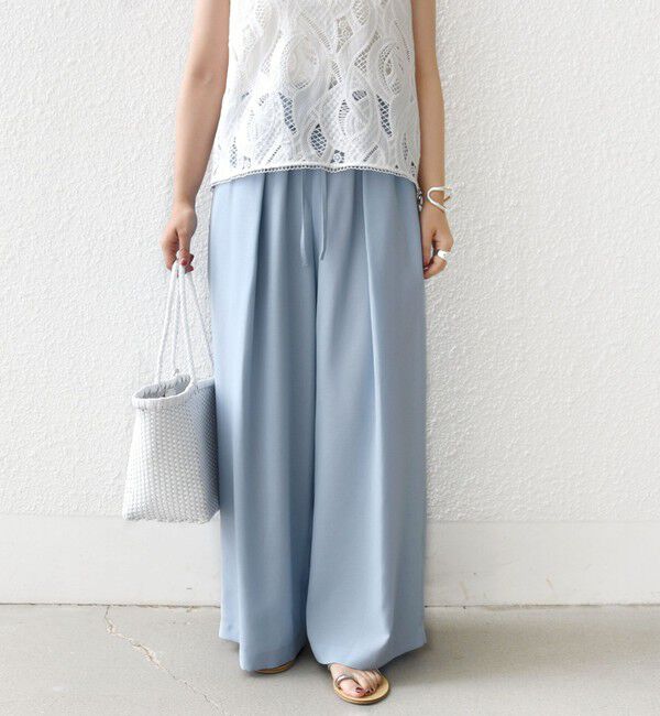 SHIPS for women「〈接触冷感/防シワ/洗濯機可能〉麻調 ウエスト リボン インタック イージー パンツ」|その他|