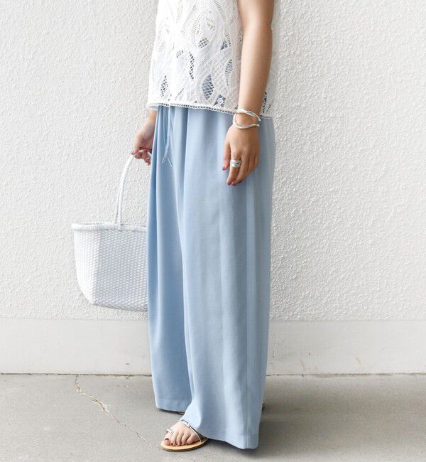 SHIPS for women「〈接触冷感/防シワ/洗濯機可能〉麻調 ウエスト リボン インタック イージー パンツ」|その他|