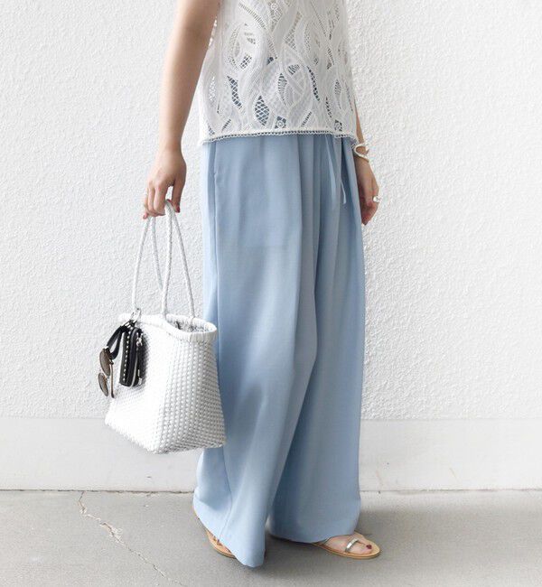 SHIPS for women「〈接触冷感/防シワ/洗濯機可能〉麻調 ウエスト リボン インタック イージー パンツ」|その他|